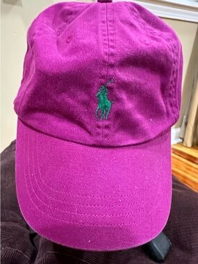 Ralph Lauren Magenta Cap with Green Polo Logo